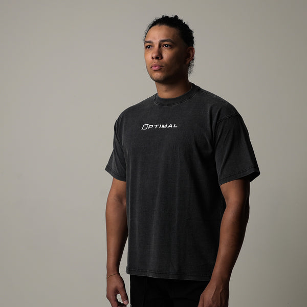 1124 - "RELENTLESS" OVERSIZED TEE | FADED BLACK