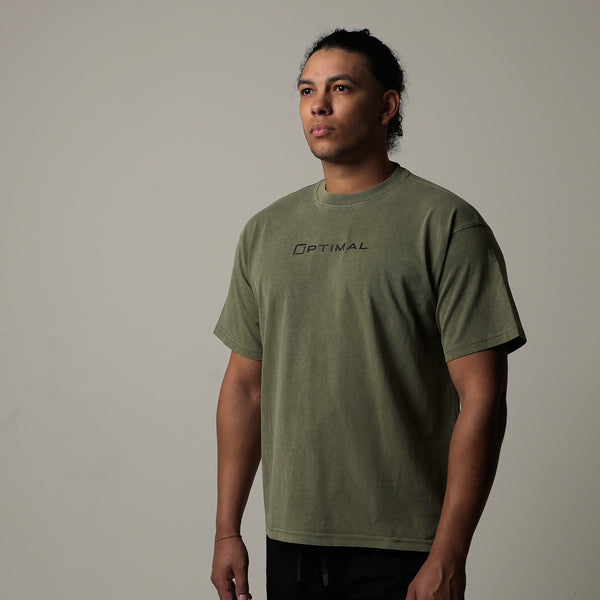 1124 - "RELENTLESS" OVERSIZED TEE | OLIVE GREEN