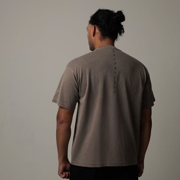 1124 - "RELENTLESS" OVERSIZED TEE | COFFEE