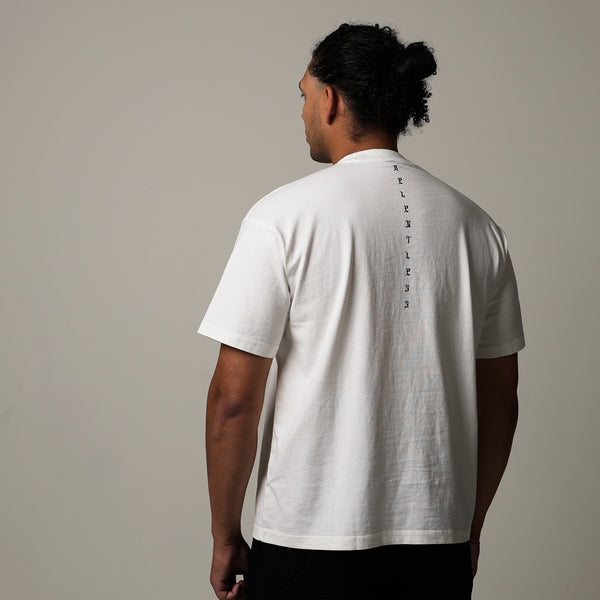 1124 - "RELENTLESS" OVERSIZED TEE | WHITE