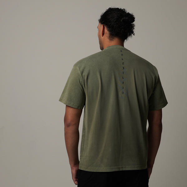1124 - "RELENTLESS" OVERSIZED TEE | OLIVE GREEN