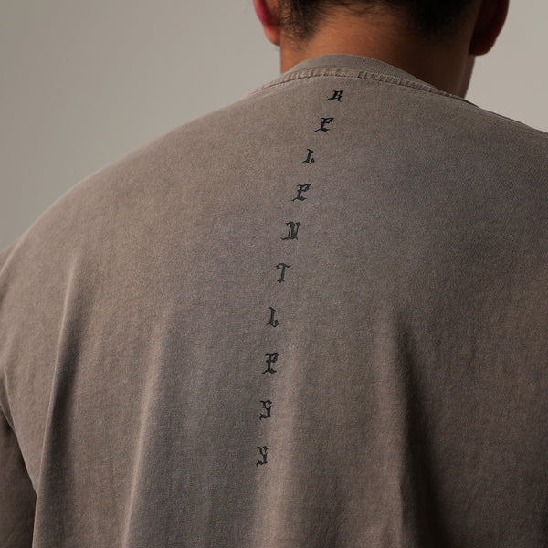 1124 - "RELENTLESS" OVERSIZED TEE | COFFEE