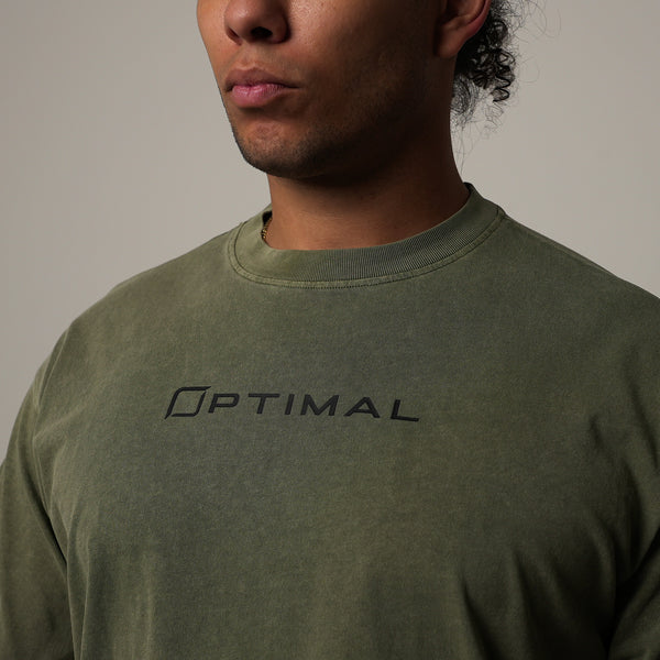 1124 - "RELENTLESS" OVERSIZED TEE | OLIVE GREEN