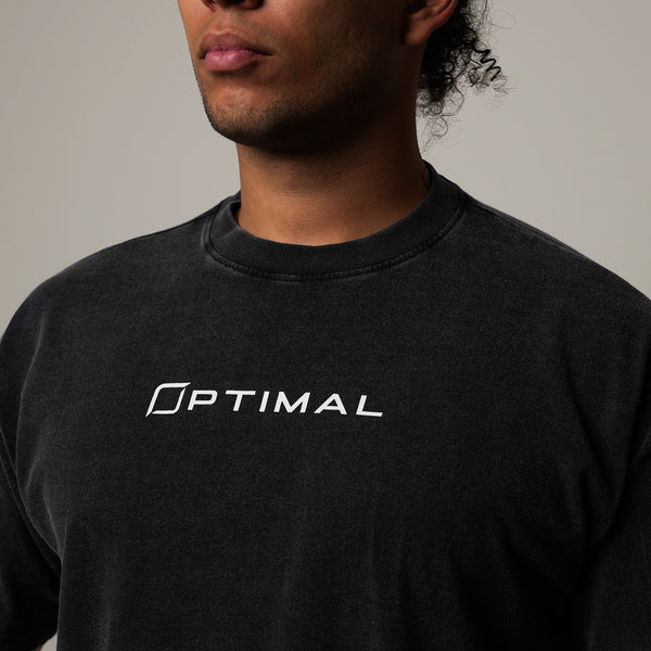 1124 - "RELENTLESS" OVERSIZED TEE | FADED BLACK