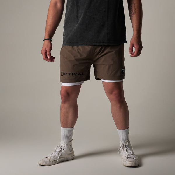 1224 - "NEXUS" TRAINING SHORTS | COFFEE