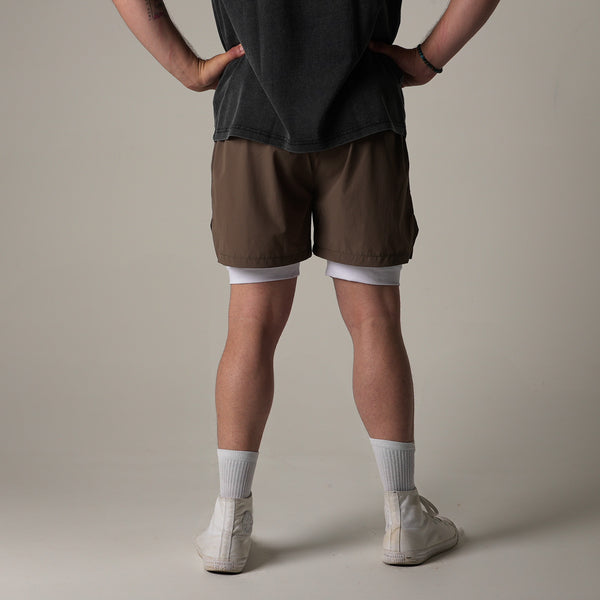 1224 - "NEXUS" TRAINING SHORTS | COFFEE