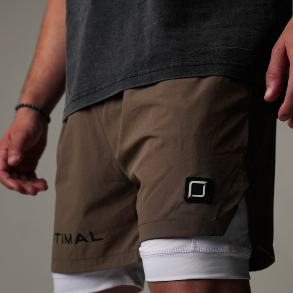 1224 - "NEXUS" TRAINING SHORTS | COFFEE