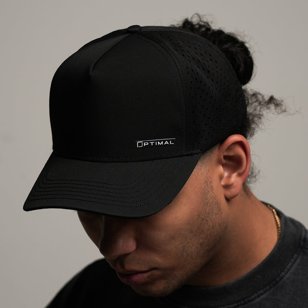 1324 - "CASCADE" 5 PANEL HAT | BLACK
