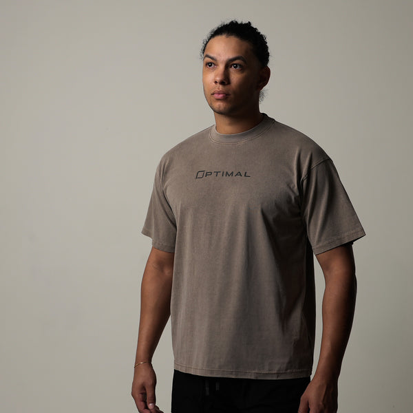 1124 - "RELENTLESS" OVERSIZED TEE | COFFEE